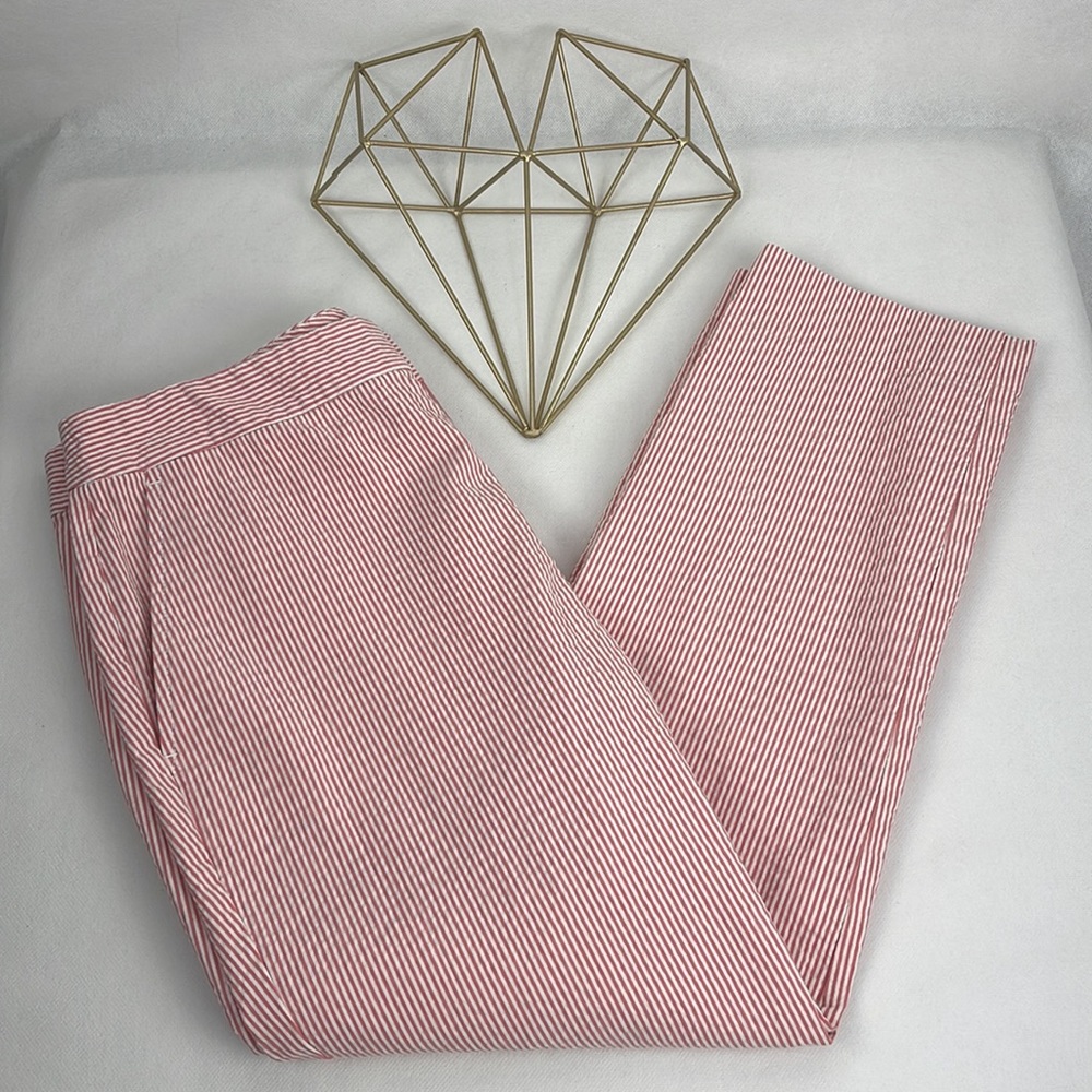Lauren Ralph Lauren Seersucker Cropped Style Red & White Pants